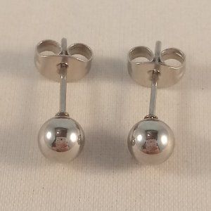 Men's 925 Sterling Silver Filled Ball Stud Earrings Polished Smooth 5mm